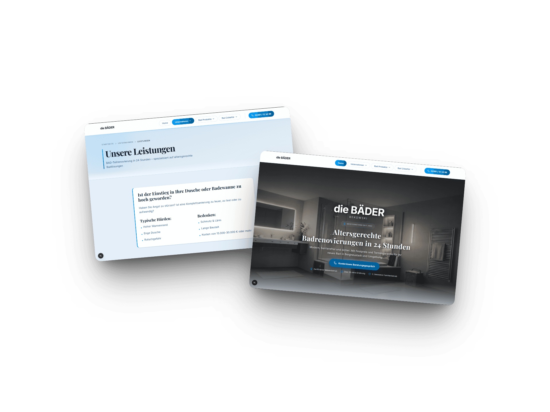 die Bäder Rekowski — Website Mockup