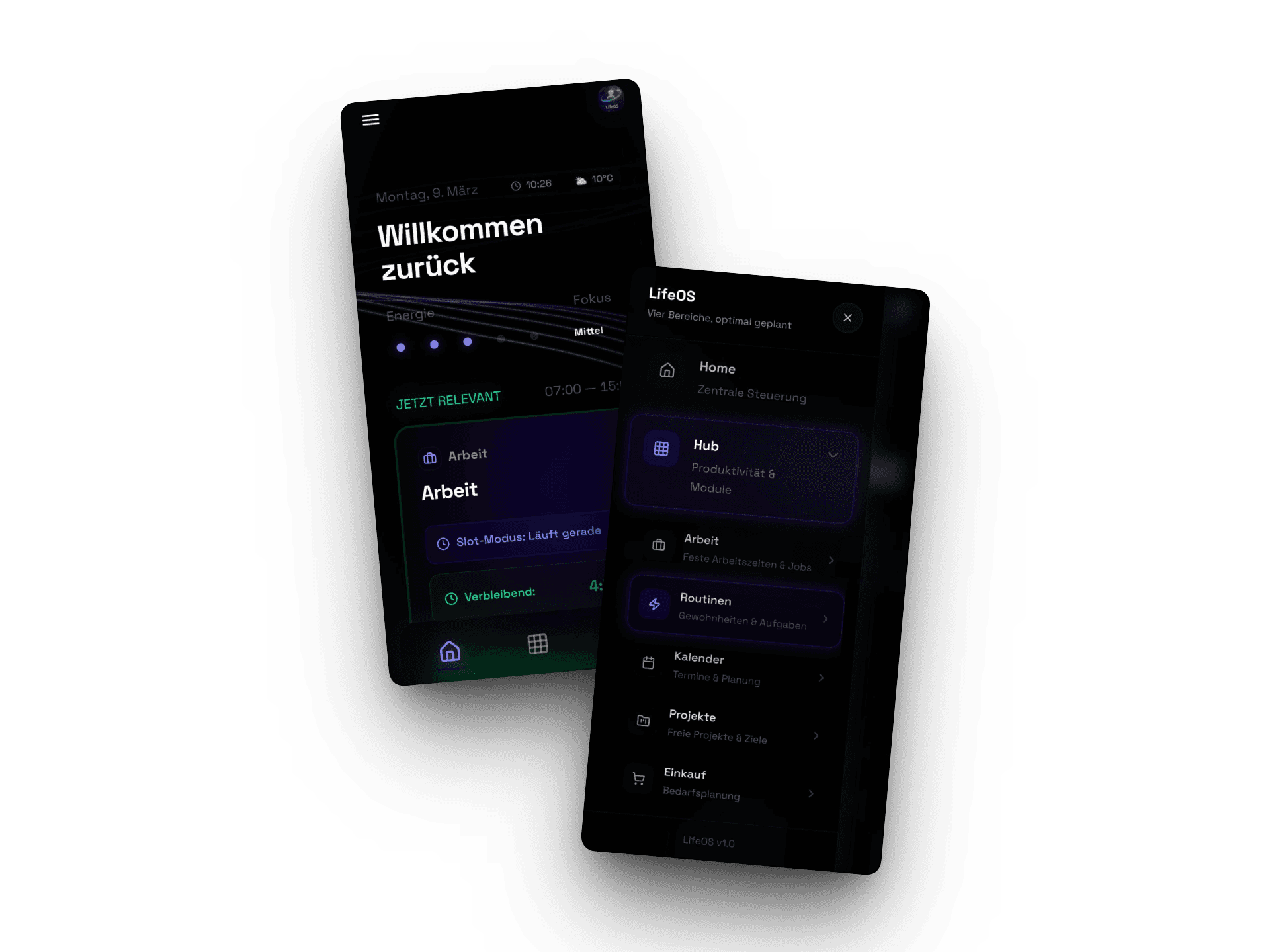 LifeOS — App Mockup
